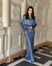 Modest Set Satin V-Neck Blouse & Flowy Skirt Set – Effortlessly Elegant Workwear Ensemble_ecoleips.com