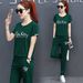 Women's Summer Korean Style Loose Fashion Two Piece Set Short Sleeve Long Pants Casual Running Outfit 2026 New_ecoleips.com