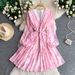 Early Summer Niche Ethereal Chiffon Print Dress For Women, Single Breasted, Slimming Waist, Sweet Ruffle Skirt_ecoleips.com