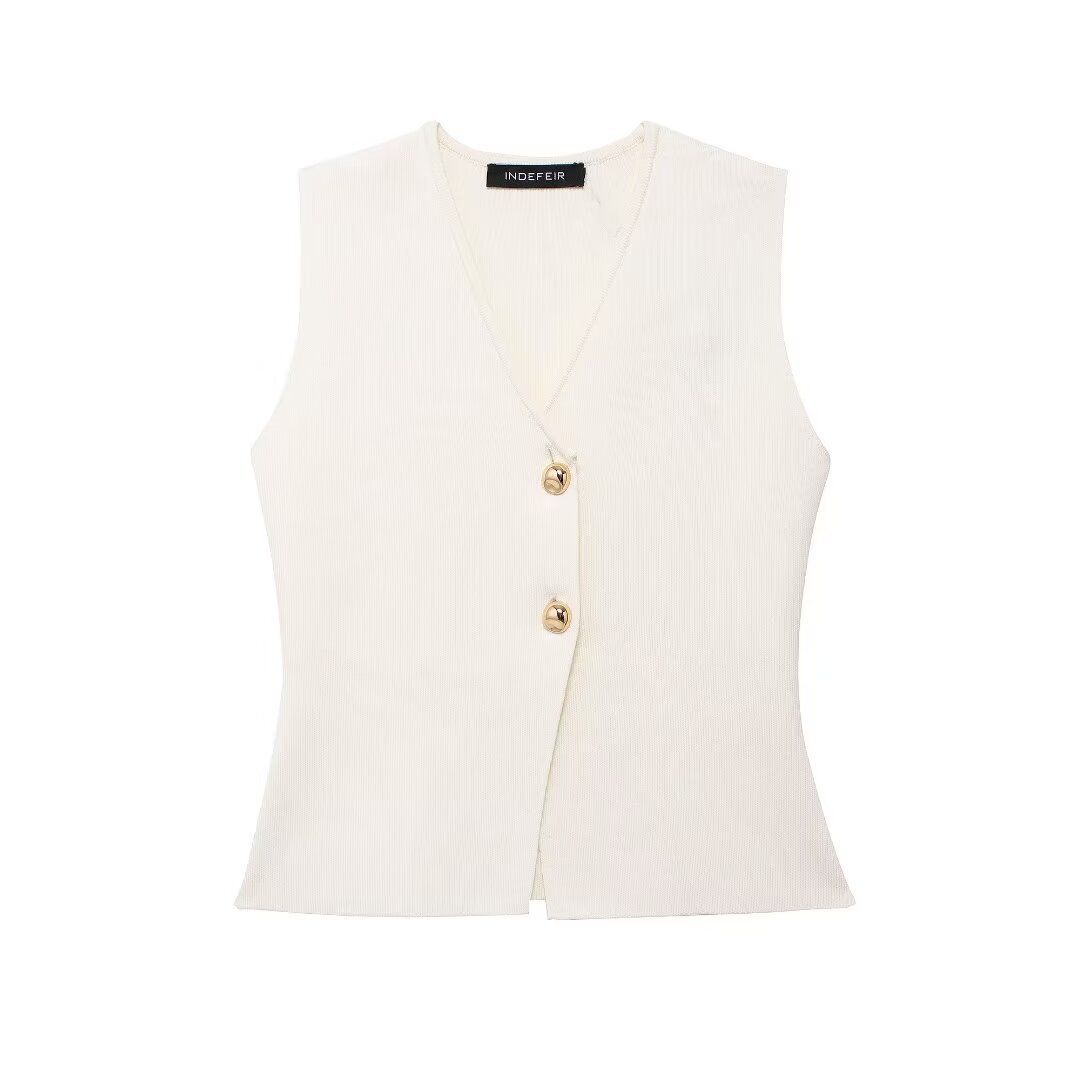 2025 Summer New Women's Fashion Button Knitted Vest Skirt41920154192016_ecoleips.com