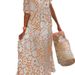 Women's Summer V Neck Long Dress Printed Short Sleeve Versatile Beach Style Bohemian Casual Cotton Blend Dress for Ages 16-45_ecoleips.com