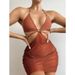 Women's Clothing Solid Color Multi Color Fashion Bikini Bikini Mesh Long Skirt Three Piece Female Swimsuit_ecoleips.com