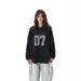 retro Niche Design V-neck Loose Long-sleeve Sports Jersey-style T-shirt M, European And American High-d Tops For_ecoleips.com