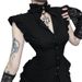 Women's Retro Open Collar Shirt CF25194 Summer New Ruffled Edge Pinch Waist Design Versatile Subculture Top_ecoleips.com
