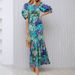 Women's Slim Fit Printed Pleated Long Skirt Spring Fashion Casual Dress American Style Thin Suitable For Summer_ecoleips.com