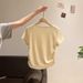 2026 Summer Short-Sleeve Top: Modal V-Neck Double-Side Pleated Waist-Cinching Slimming High-End T-Shirt For Women_ecoleips.com