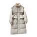 90 White Duck Down Jacket Women 2025 Winter New Korean Style Loose Over-the-Knee Mid-Length Fashion Thickened Coat Tide_ecoleips.com
