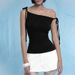 Women's Slim Sexy Off-Shoulder Camisole Summer New Style Solid Color Tie Knot Figure Flattering Vest for Cross-Border Trade_ecoleips.com