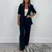 Women's Clothing Fashion Loose Lapel Striped Suit Two piece _ecoleips.com