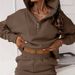 Women's Clothing Fashion Solid Color Commuter Casual Stand Collar Sweater Trousers Set Two Piece Set_ecoleips.com