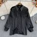 Effortlessly Chic 3D Rhinestone Blouse – Oversized Button-Down Shirt With Sparkle Detail For Women_ecoleips.com