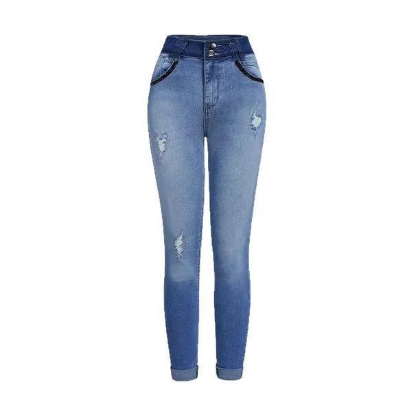 Women's Slim Fit Stretch Jeans Hip Lifting Ripped Skinny Long Pants Sexy European American Style Denim_ecoleips.com