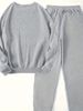 Women's Clothing Fleece Lined Two Piece Set American Style Round Neck Casual Printed Sweatshirt Outfit_ecoleips.com