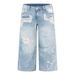 Spring Summer 2027 Fashion American Vintage Hio-Hop Light Blue Jeans Women Cotton High Waist Broken Hole Straight Type Washed Denim Pants S-3XL_ecoleips.com