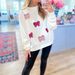 Christmas & Valentine’s Bow Sweatshirt – Embroidered Long-Sleeve Top (XS/S/M/L, Beige/Pink)_ecoleips.com