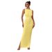Elegant High-Slit Bodycon Dress For Women - Sleeveless, Stretchy Polyester Blend, Summer Casual & Party Wear (XS/S/M/L)_ecoleips.com