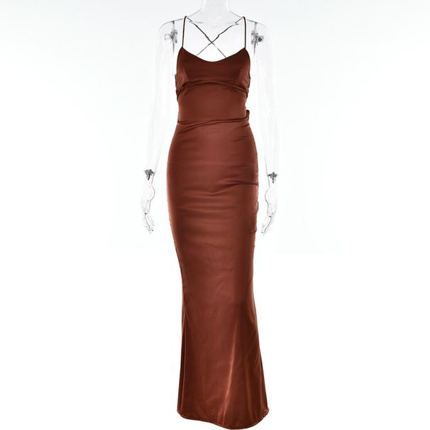 Elegant Solid Color Sexy Bodycon Long Dress High Waist Sleeveless Backless Temperament Party Evening Formal Maxi Dress For Women_ecoleips.com