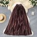 Women's Clothing High Grade Metallic Pleated Skirt Autumn And Winter Styles Fashionable Elastic Waist Elegant A Line Mid Length Skirt_ecoleips.com
