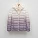 Women's Autumn And Winter New 90-down Light Down Jacket Women's Hooded Gradual Change Color Contrasting Coat_ecoleips.com