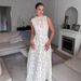 Elegant White Lace Maxi Dress - Sleeveless High Neck Bohemian Style Dress For Women, Breathable And Chic_ecoleips.com