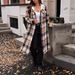 Women's Oversized Plaid Wool Coat – Autumn Winter Long Hooded Trench Coat, Slit Design, Loose Fit, European & American Style (Brown, Sizes S-XXL)_ecoleips.com