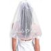 Bridal Veil With Pearl Embroidery & 'Bride To Be' Foil Lettering – Elegant Short Wedding Headpiece (Under 60cm)_ecoleips.com
