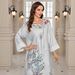 Muslim Clothing Printed Half Flower Rhinestone Beaded Women's Robe Jalabiya_ecoleips.com