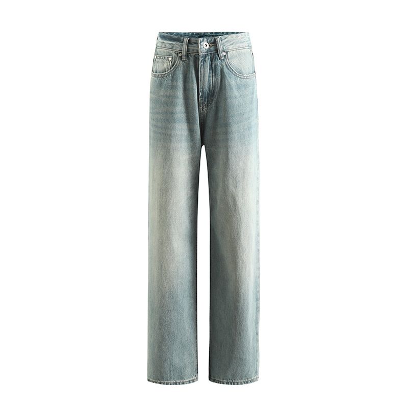 Women’s Clothing New Retro Slim Hip 076H Blue Washed Denim Loose Straight Jeans Female 3072_ecoleips.com