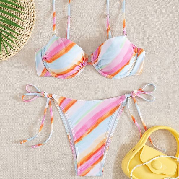 Women's Gradient Rainbow Bikini Set - Steel Support Two-Piece Swimsuit For Beach & Pool | Cute Summer Swimwear_ecoleips.com