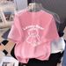 White Bear Women's Round Neck T-Shirt European Style Oversized Loose Fit Half Sleeve Mid-Length Top For Summer_ecoleips.com