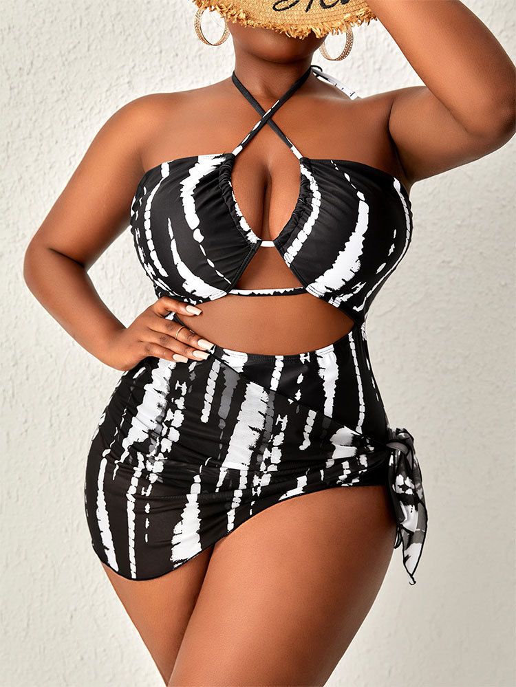 Sexy Mesh Bikini Set For Women - High Waist Swimwear With Halter Neck, One-Piece Bathing Suit For Beach Plus Size Swimwear For Summer Vacation_ecoleips.com