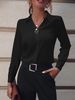 European American Commuter Women's Shirt, Versatile And Simple, Solid Color Long Sleeve Mid-Length Shirt_ecoleips.com
