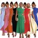 Summer Stand Collar Long Dress For Women American Sweet Fashion Street Style Solid Color Waist Revealing New Style_ecoleips.com