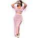 JP1086 Women's Casual Sexy Split Knitted Hand-Crocheted Tassel Two-Piece Set_ecoleips.com