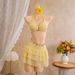 European And American Style Three Piece Bikini Swimwear Lace Trim Halter Neck Design Beachwear for Women_ecoleips.com