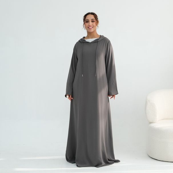 Women's Clothing Modest Abaya Dress Modest V-Neck Maxi Dress – Breathable Polyester Abaya ( 9 Elegant Colors, Flowy Silhouette, Travel & Urban Wear)_ecoleips.com