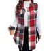 Verve Autumn Winter New Women's Fashion Plaid Sleeveless Turn-down Collar Side Pocket Shirt Vest_ecoleips.com