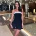 Women's Clothing Spring New Sexy Hot Girl Contrast Color Tube Top One Shoulder Neck Waist Slimming Dress_ecoleips.com