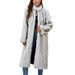 Elegant Stand Collar Faux Fox Fur Coat – Long Women’s Coat For Winter, Windproof & Stylish_ecoleips.com