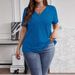 Plus-Size Brushed Ribbed V-Neck T-Shirt For Women – Soft Cross-Front Casual Top, Spring 2025 Trendy Essential_ecoleips.com