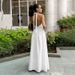 Elegant Deep V-Neck Halter Wrap Back Maxi Dress – Women's Flowy A-Line Evening Gown (S-XL) | Polyester-Spandex Formal Dress With Side Slit_ecoleips.com