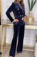 2025 New Autumn And Winter Women's Fashion Double-Breasted Velvet Two-Piece Suit_ecoleips.com