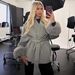 Women's Clothing Autumn And Winter Woolen Coat Short Coat Women's Cuffs Fur V Neck Lace Up Solid Color_ecoleips.com