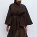Elegant Women’s Cape Coat With Stand Collar & Belt – Stylish Polyester Trench For Fall & Winter (Khaki, White, Black, Navy, Brown)_ecoleips.com