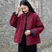 girl Chinese Retro Button Jacket Stand Collar Short Women Winter Padded Thick Zen Style Warm Tea Clothing Cotton Coat_ecoleips.com