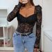 Women's Clothing Sexy Lace Lace Stitching Square Neck Tight Black Jumpsuit_ecoleips.com