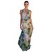 2025 Spring/Summer Women's New Ink Print Deep V Backless Ruched Midi Dress Set_ecoleips.com