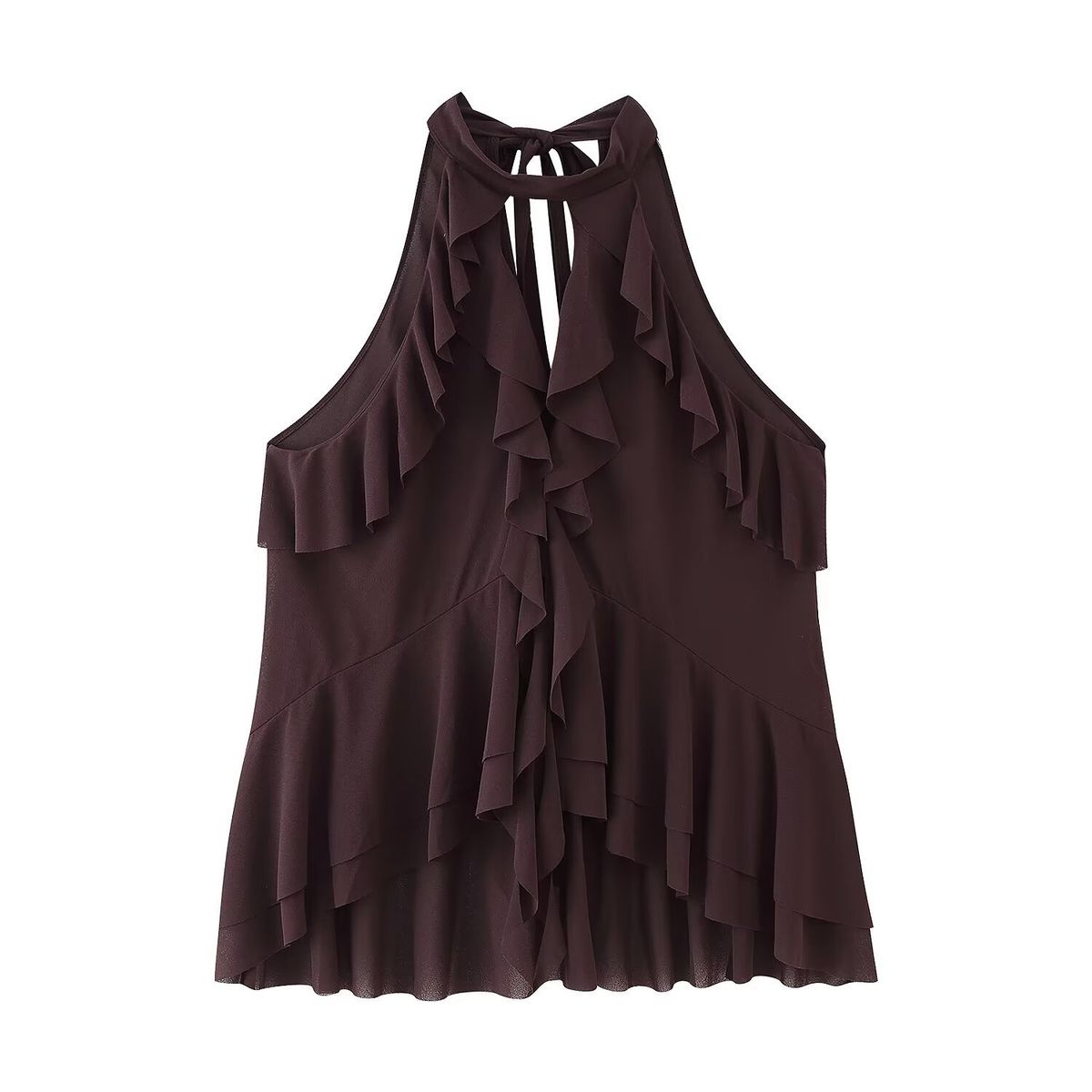 Aria Basics Aria Basics Cross-border ZA European And American Style Women's Clothing INS Trendy Layered Decorative Halter Neck Top_ecoleips.com