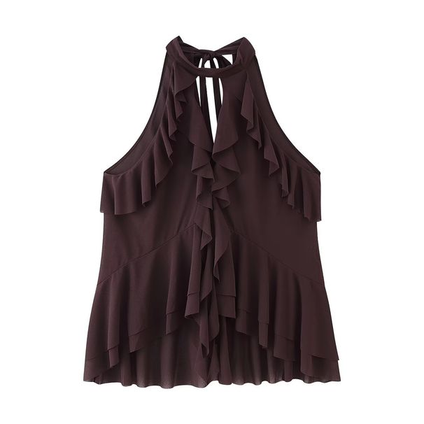 Aria Basics Aria Basics Cross-border ZA European And American Style Women's Clothing INS Trendy Layered Decorative Halter Neck Top_ecoleips.com
