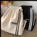Women's Clothing Simple Sports Shorts Side Stripes Stitching Five Point Pants Wide Leg Pants Women's Summer Loose Straight Pants Ins_ecoleips.com